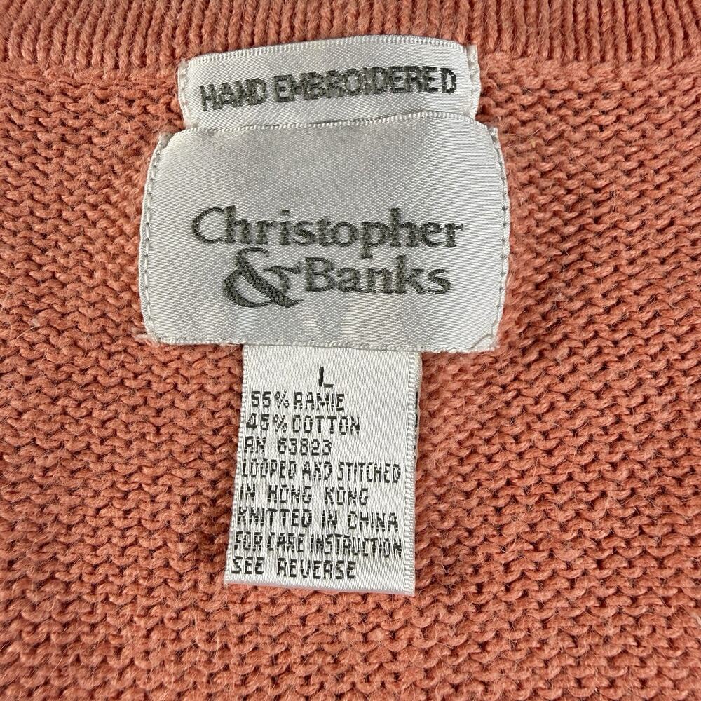 Vintage Christopher Banks Sweater Cardigan Floral Hand Embroidered Womens L Twee - Picture 2 of 6
